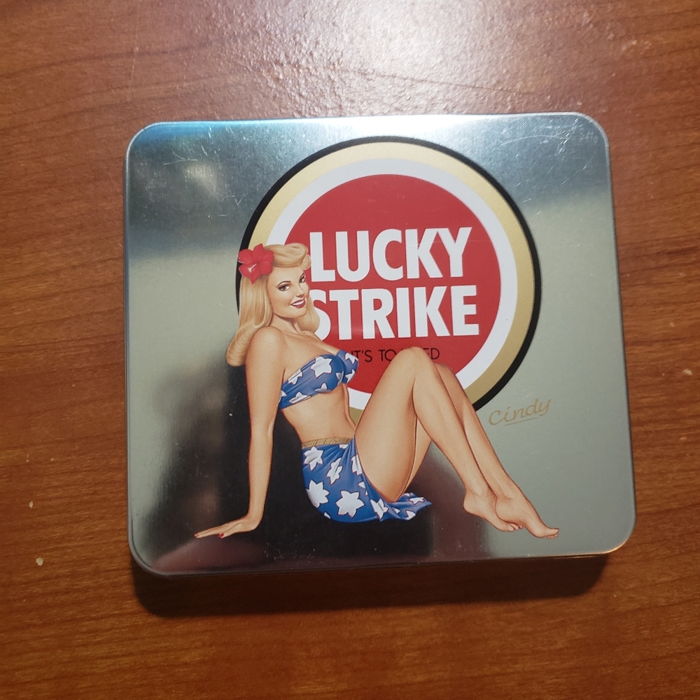Lucky strike tin container